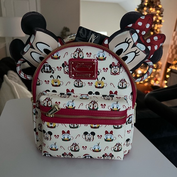 Loungefly Kids Minnie and Mickey Mouse Backpack - White